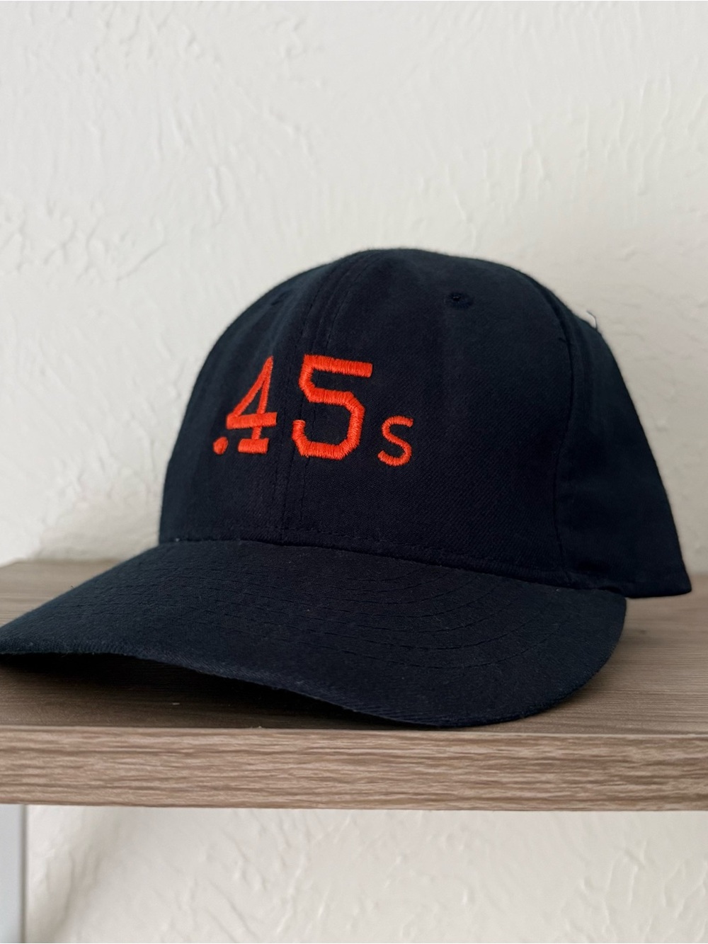 Vintage MLB Houston Colt 45s Navy Fitted Cap with Orange ".45s" Embroidery